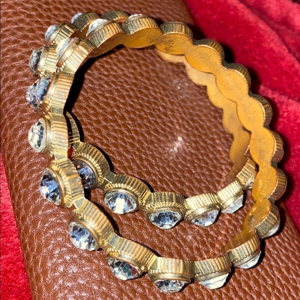 Vintage gold tone chunky bracelet set of  2